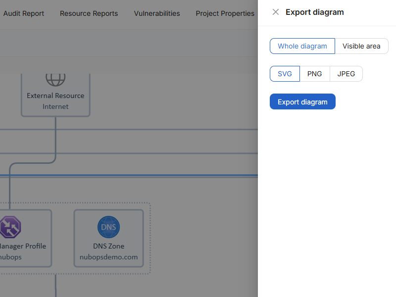 Exporting diagrams screenshot